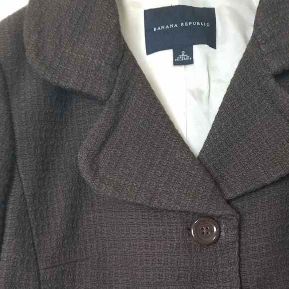 Banana Republic brown waist length linen/cotton brown jacket - size 2 - Picture 6 of 11